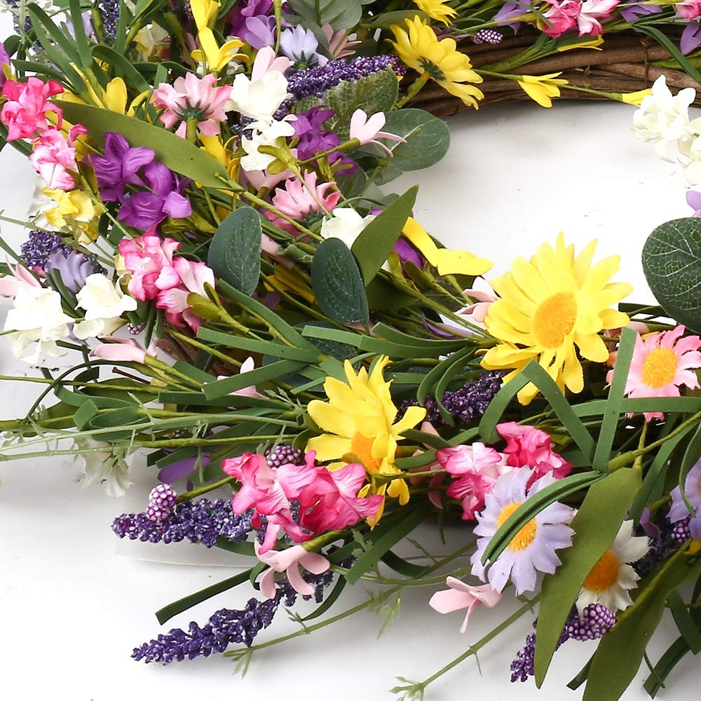 J’FLORU Spring Wreath 24 Inch Summer Wreaths for Front 24 inches, Lavender