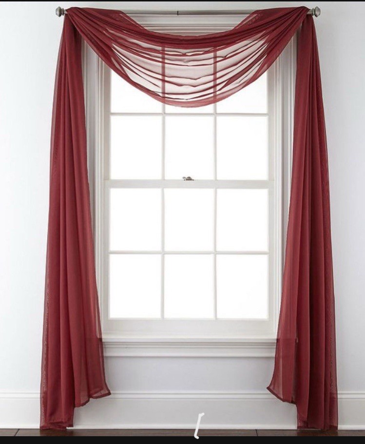 JCPenney 2 Pair Lisette In Merlot/ Garnet Sheer Valance 196 X 60