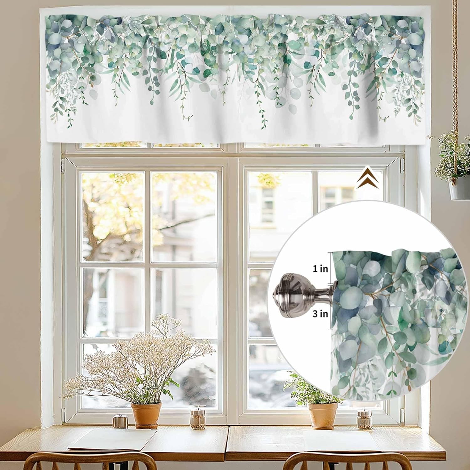 Sage Green Eucalyptus Curtain Valance for Windows Rod Pocket Valance Window T…