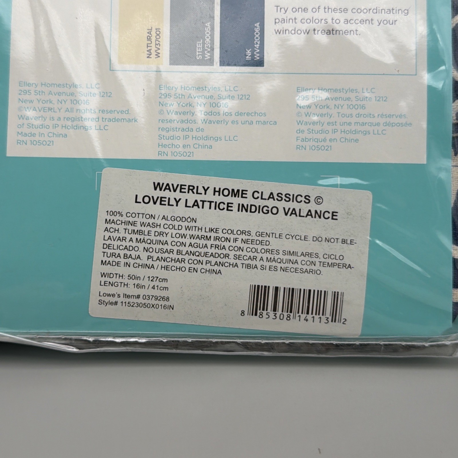 Waverly Wave Valance Lovely Lattice Indigo Blue Valance 50″ X 16″ #0379268