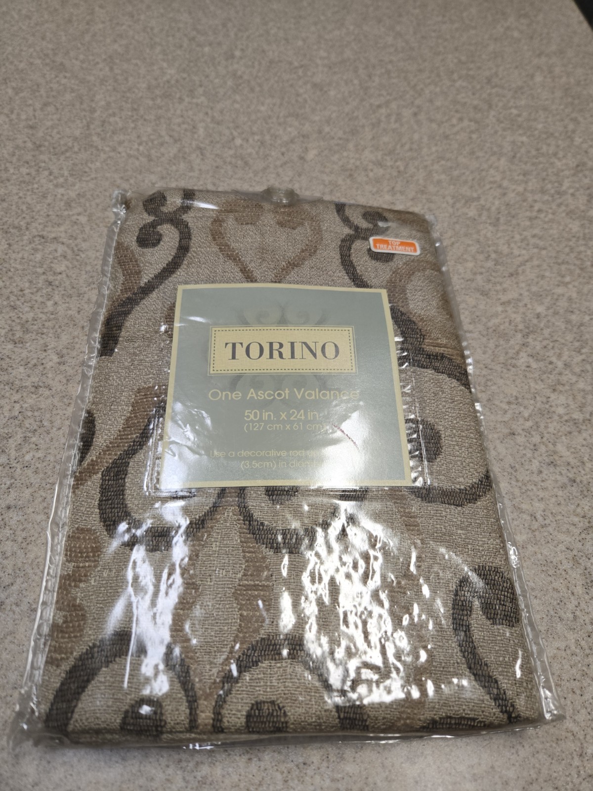 Torino Ascot Valence 50 inch by 24 inch curtain taupe/brown Vintage