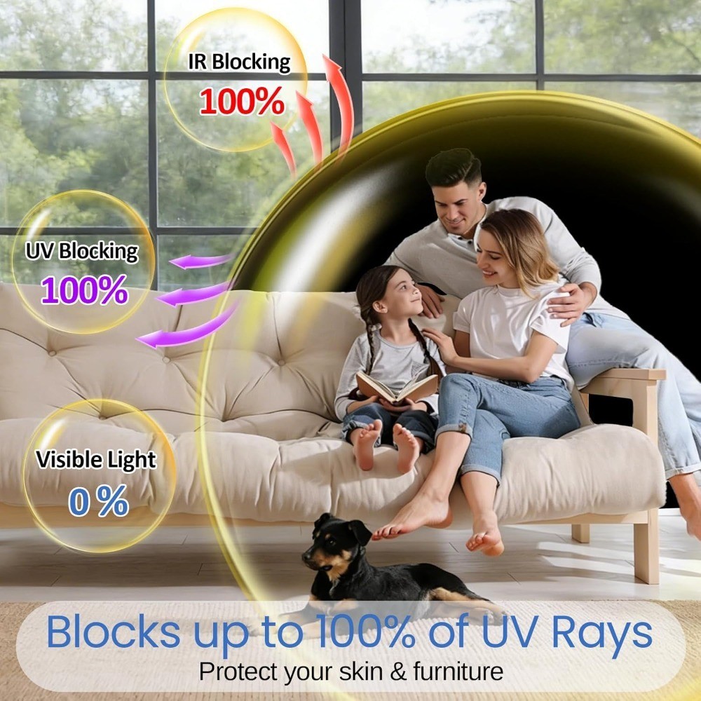 Total Blackout Window Privacy Film Static Cling Removable Reusable Malleable
