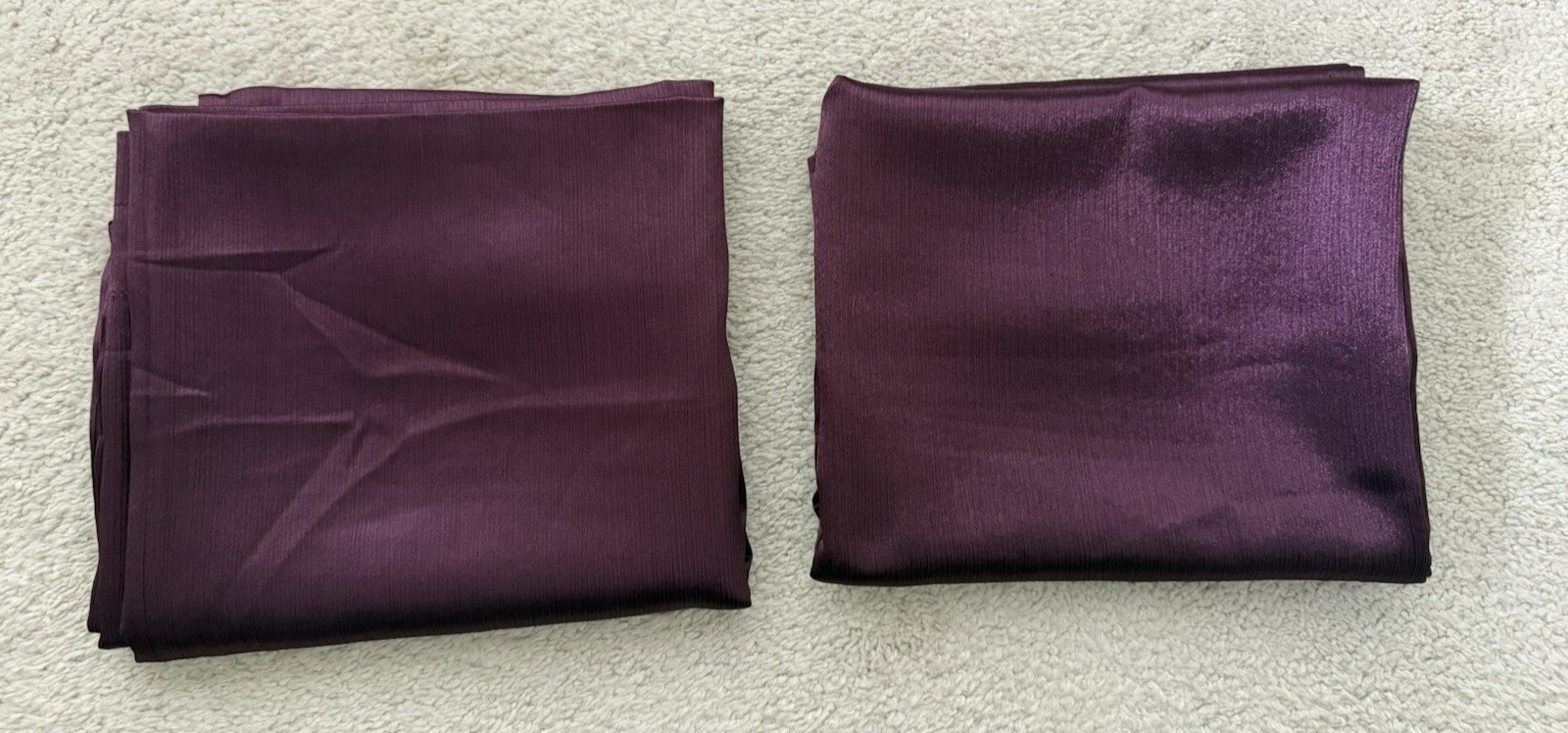 Royal Velvet Set of 2 Rod Pocket Eggplant Purple Window Curtain Crinkle Texture