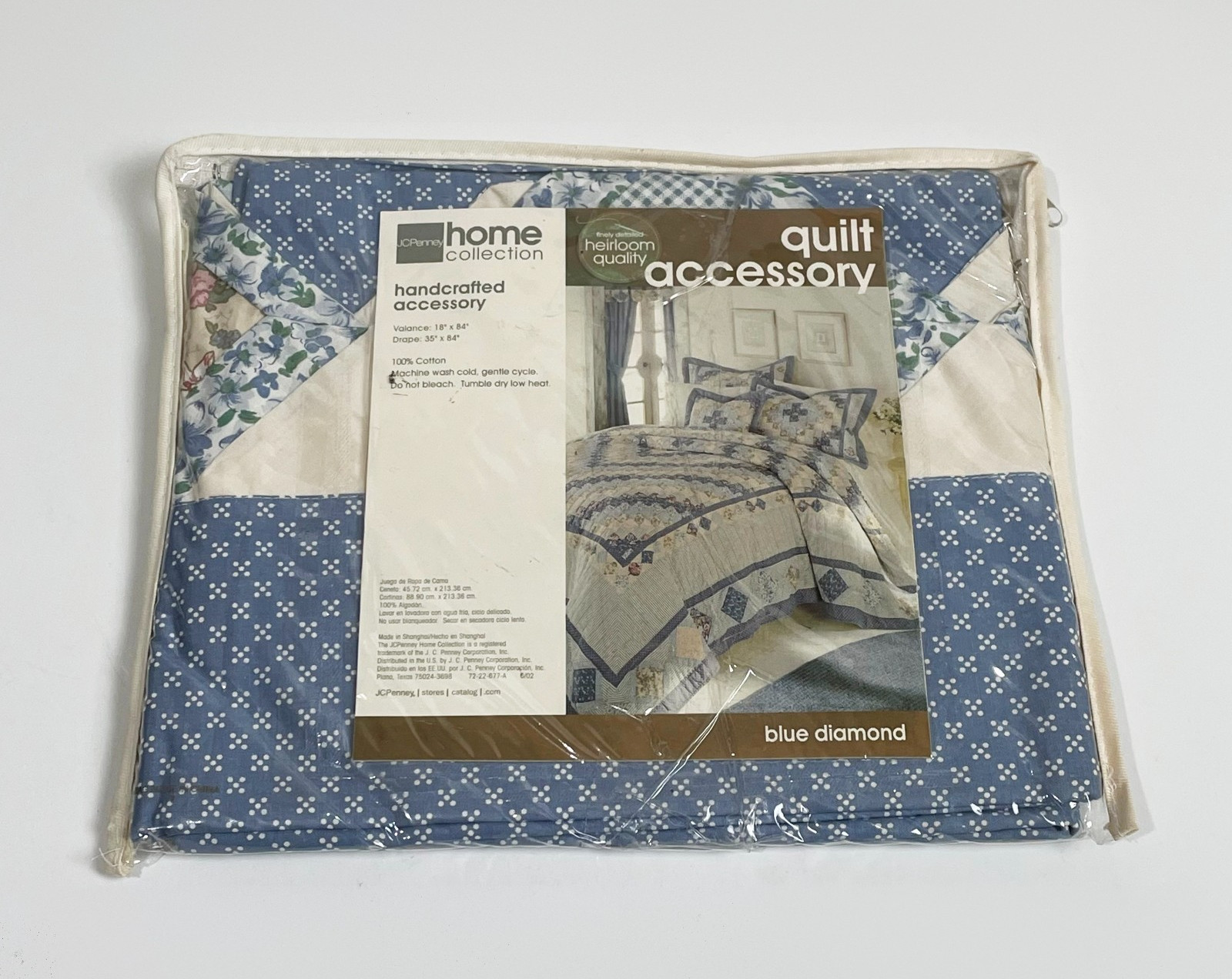 JC Penney Home Collection Window Valance Blue Diamond Quilt Accessory Vintage