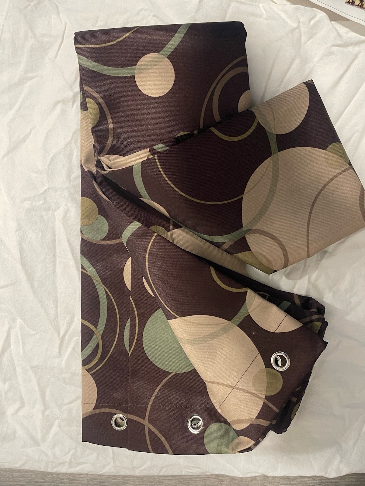 Retro Remix Brown/Beige/Green Geometric Grommet Opaque Curtain Panel 72×54