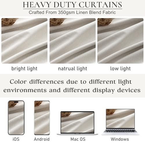 Neutral 10 ft Blackout Curtains 120 Inches 40″W x 120″L (Pack of 2) Birch