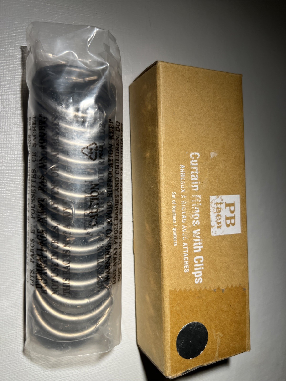 Pottery Barn Teen Curtain Rings w/ Clips Set of 14 Silver Finish PBteen