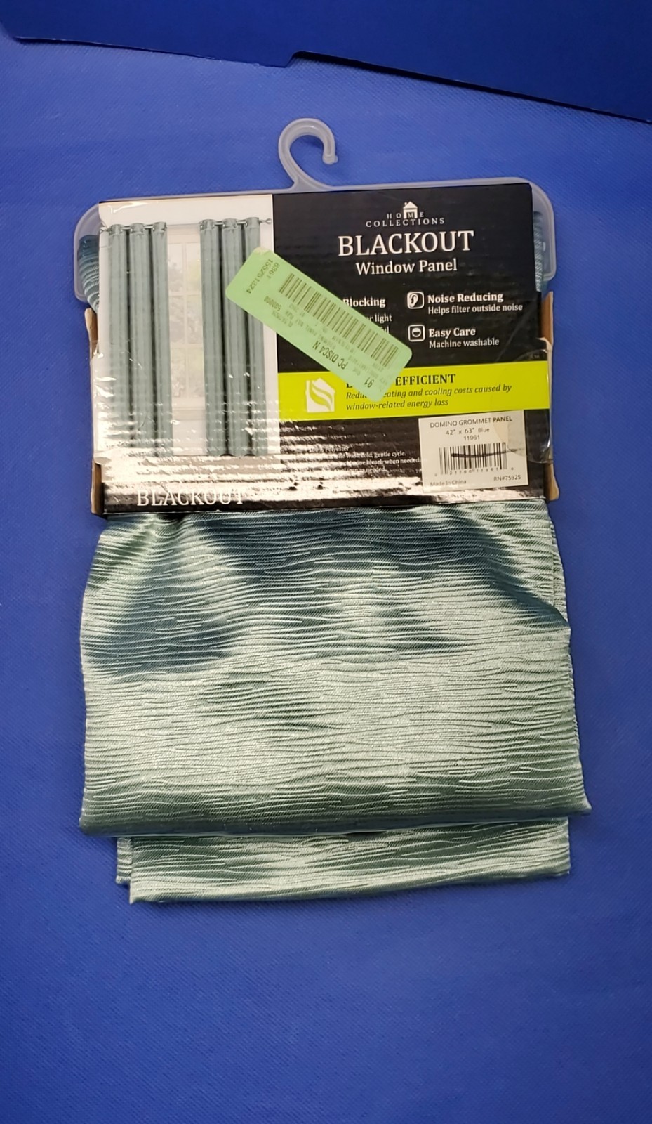 BLACK OUT WINDOW PANEL- HOME COLLECTIONS 42″X63″INCH DOMINO BLUE 1 GROMMET PANEL