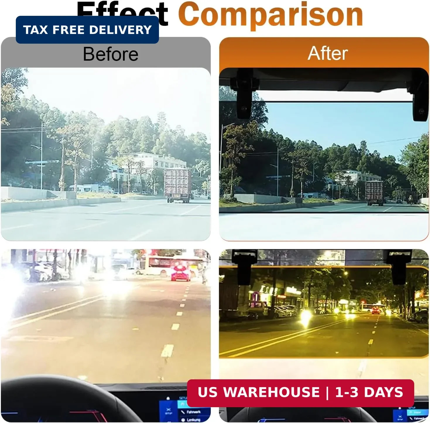 Sun Visor Extender, Dual-side Reversible Sun Visor Glare Guard, 13.4″ x 5.5″ 2 i
