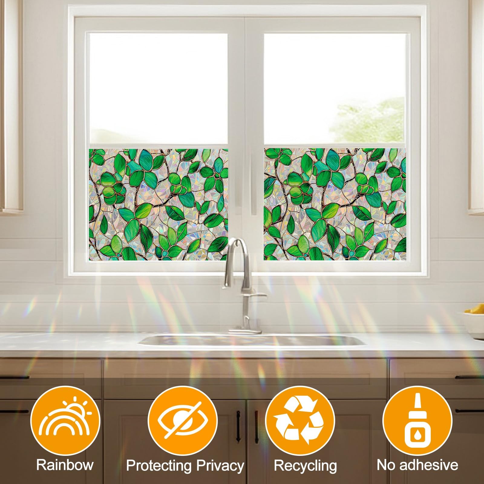 COUNTEWOL Window Privacy Film with Installation Tools Home Decorative Colored…