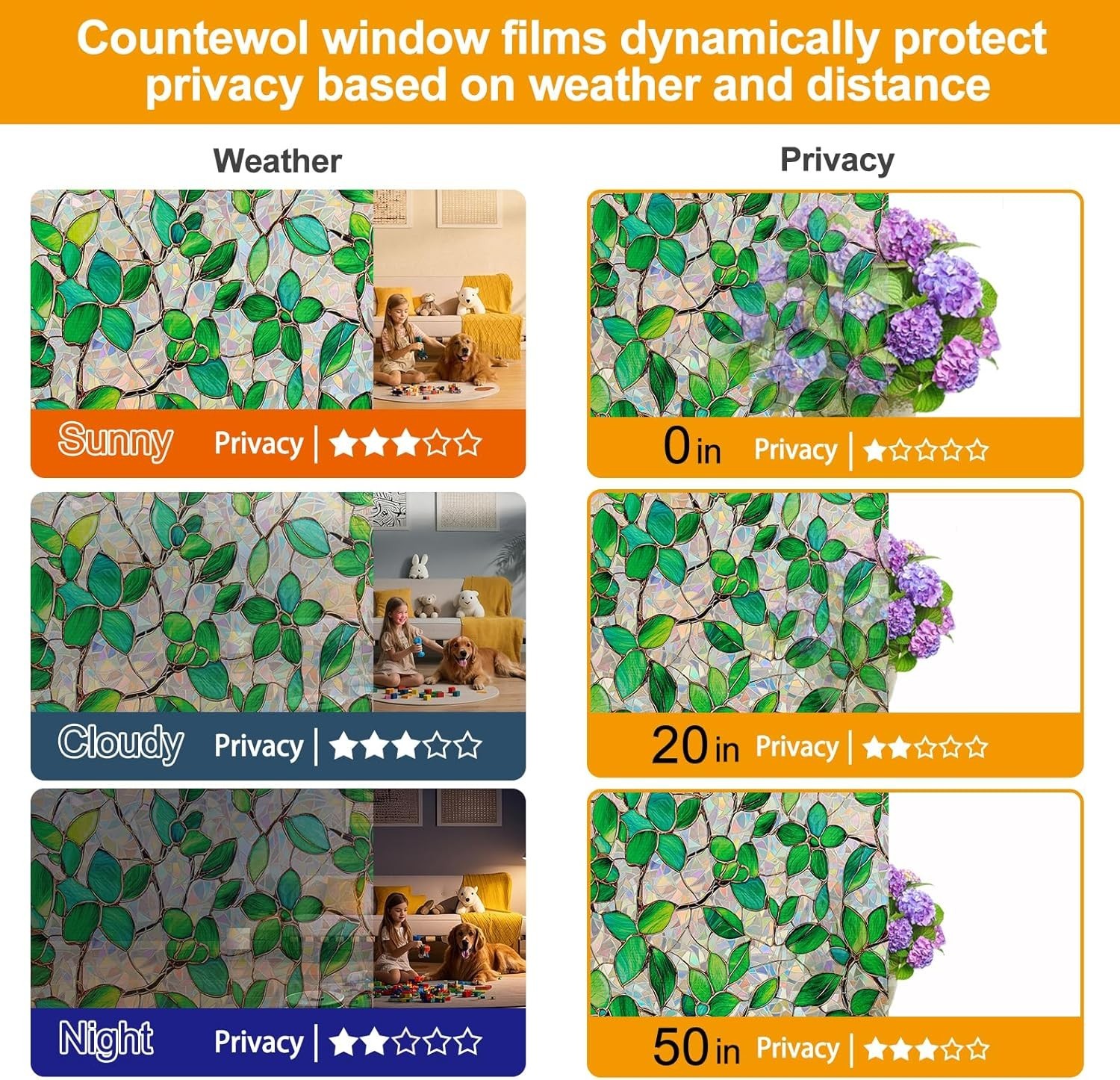Window Privacy Film W/ Installation Tools Home Decorative Colored Glass Window