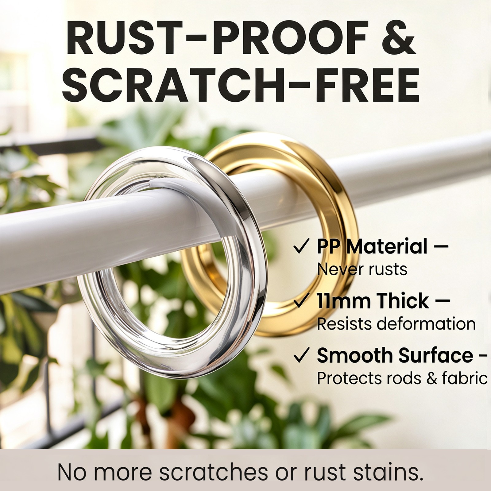 10 Pack Curtain Grommets, Bright Gold Curtain Eyelet Rings