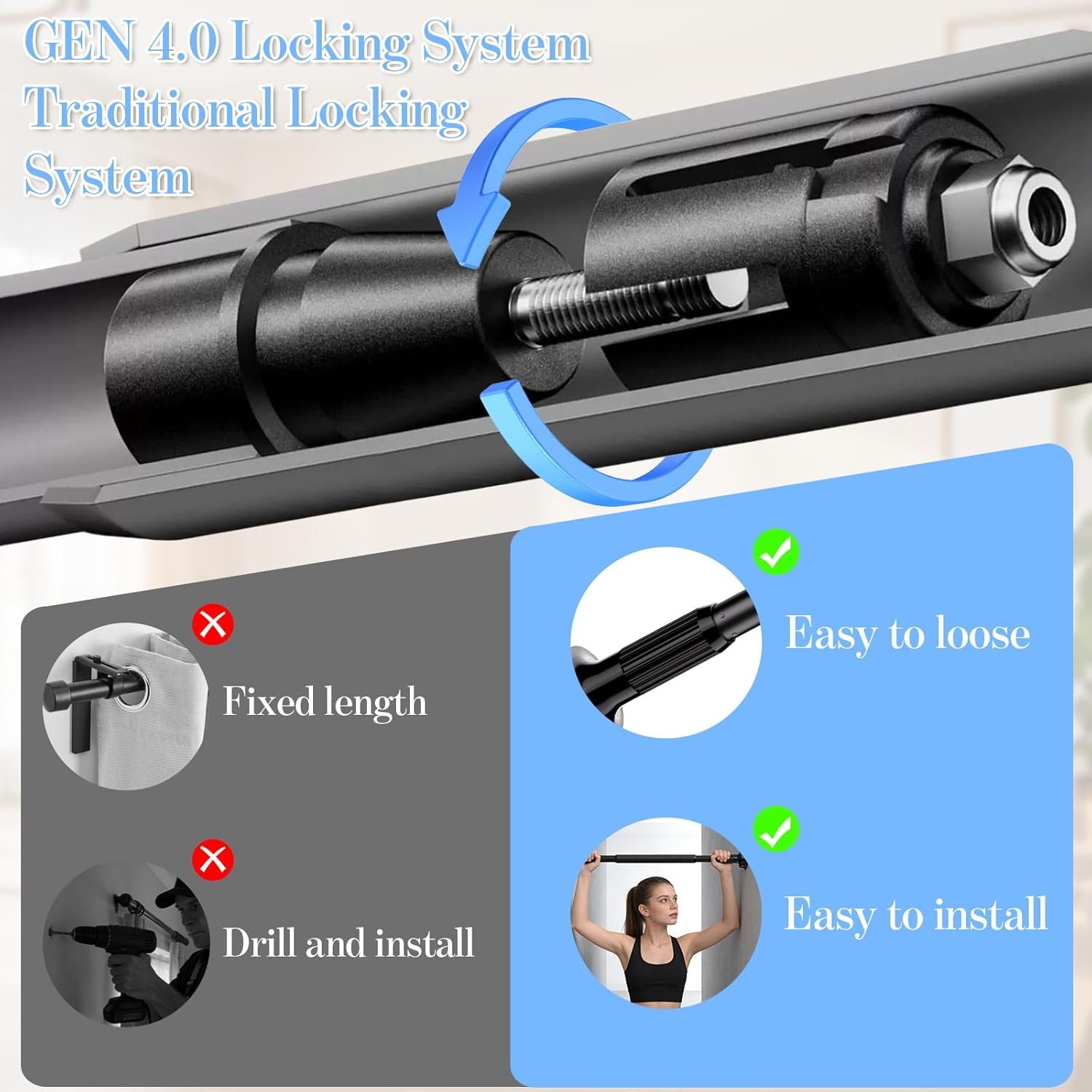 Heavy Duty Tension Curtain Rod No Drilling 43 to 140 Inch (3.5 43-140IN