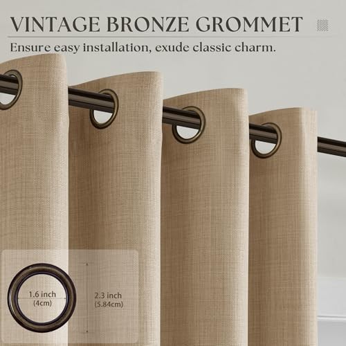 Tan Brown Curtains 90 Inches Long for Bedroom 52″W x 90″L (Pack of 2) Dark Flax