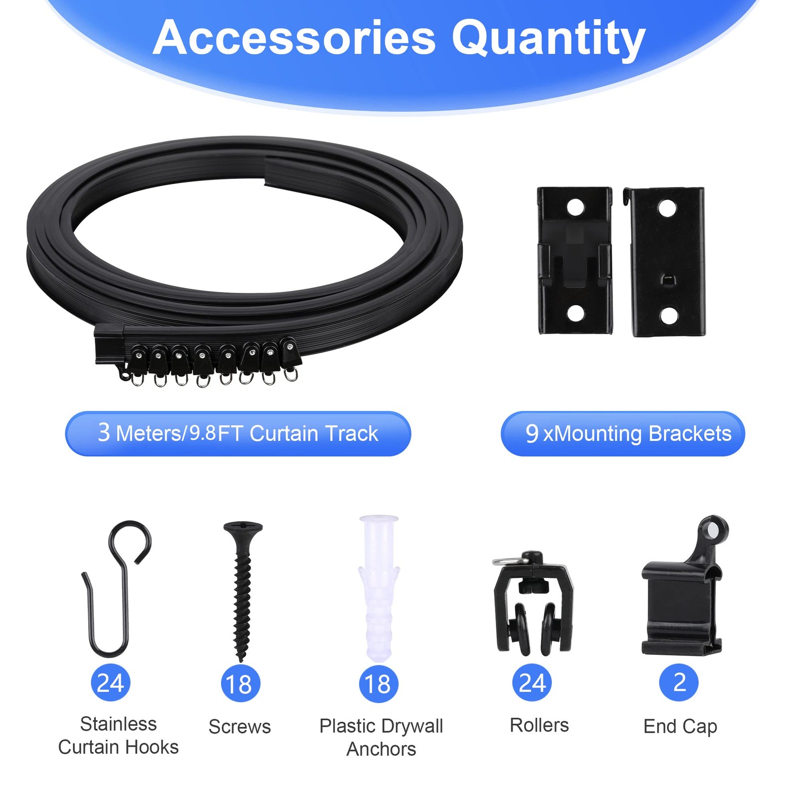 Black Flexible Bendable Ceiling Curtain Track, Curved Ceiling Track for Curta…