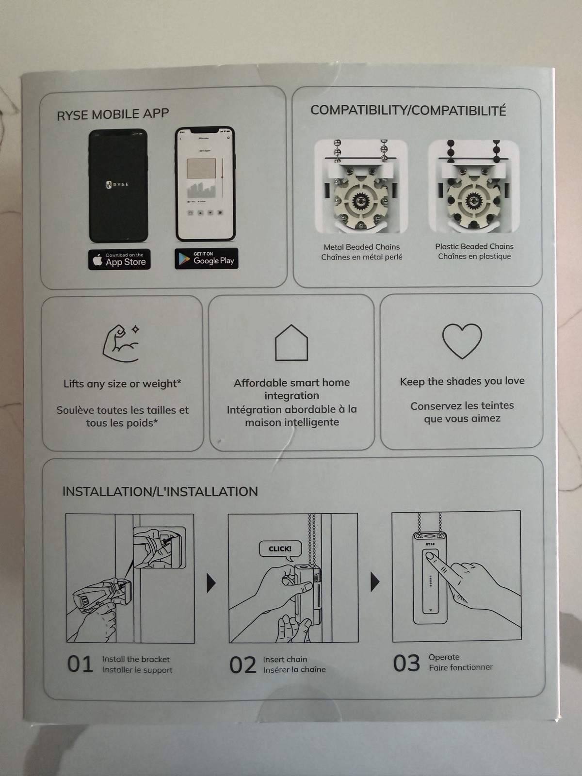 RYSE SmartShade Motorized Roller Shade Controller BatteryPack Smart Home White