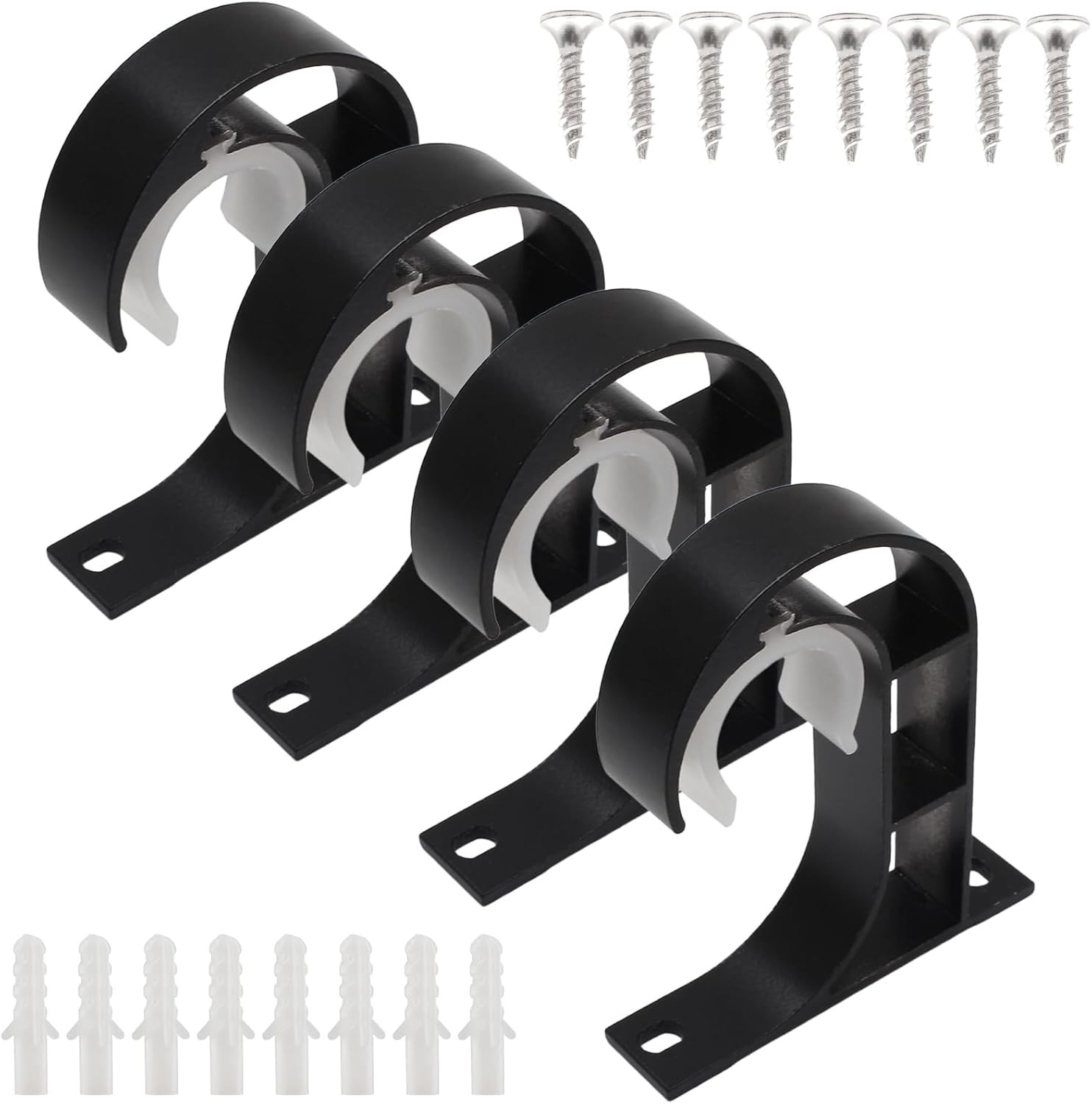 4 Pack Aluminum Alloy Ceiling Curtain Rod Brackets Mount Hooks for 1 Inch Rods
