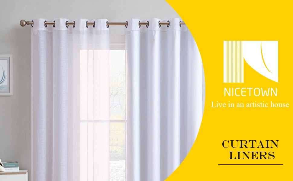 White Blackout Curtain Liners for Window – Noise Reducing Light Blocking Liner