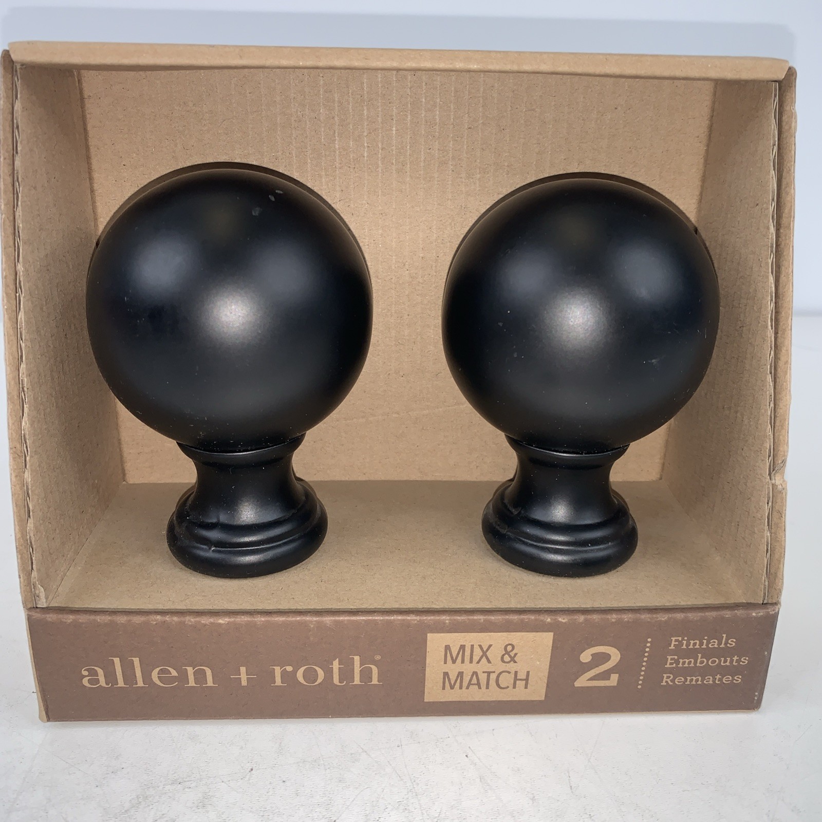 allen & roth Pair of Finials Matte Black Finish Found #0634445