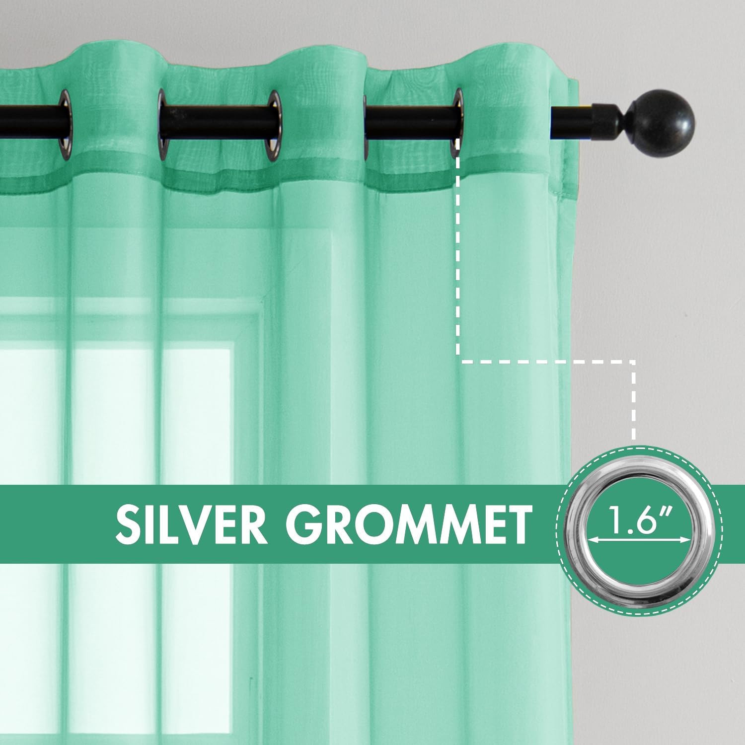 MIULEE Solid Color Sheer Curtains 63 Inches Long 2 Panels Set – Elegant Lightwei
