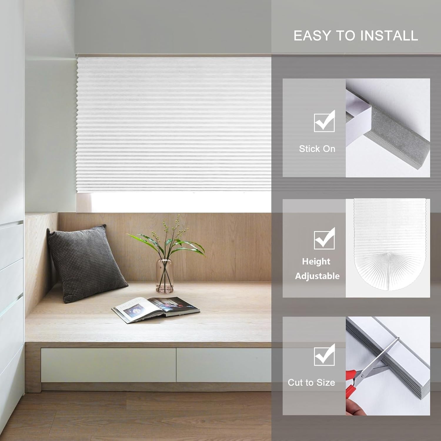 Paper Blinds Temporary Window Blinds Light Filtering No Drill Stick on Cut to…