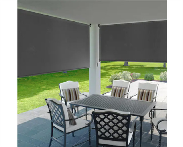Cordless UV Blocking Exterior Roller Shade Pewter Fade Resistant Choose Size