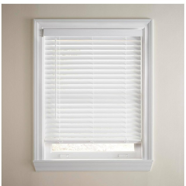 White Cordless Faux Wood Blinds 2 in. Slats – 35.75 in (35.25) W x 36