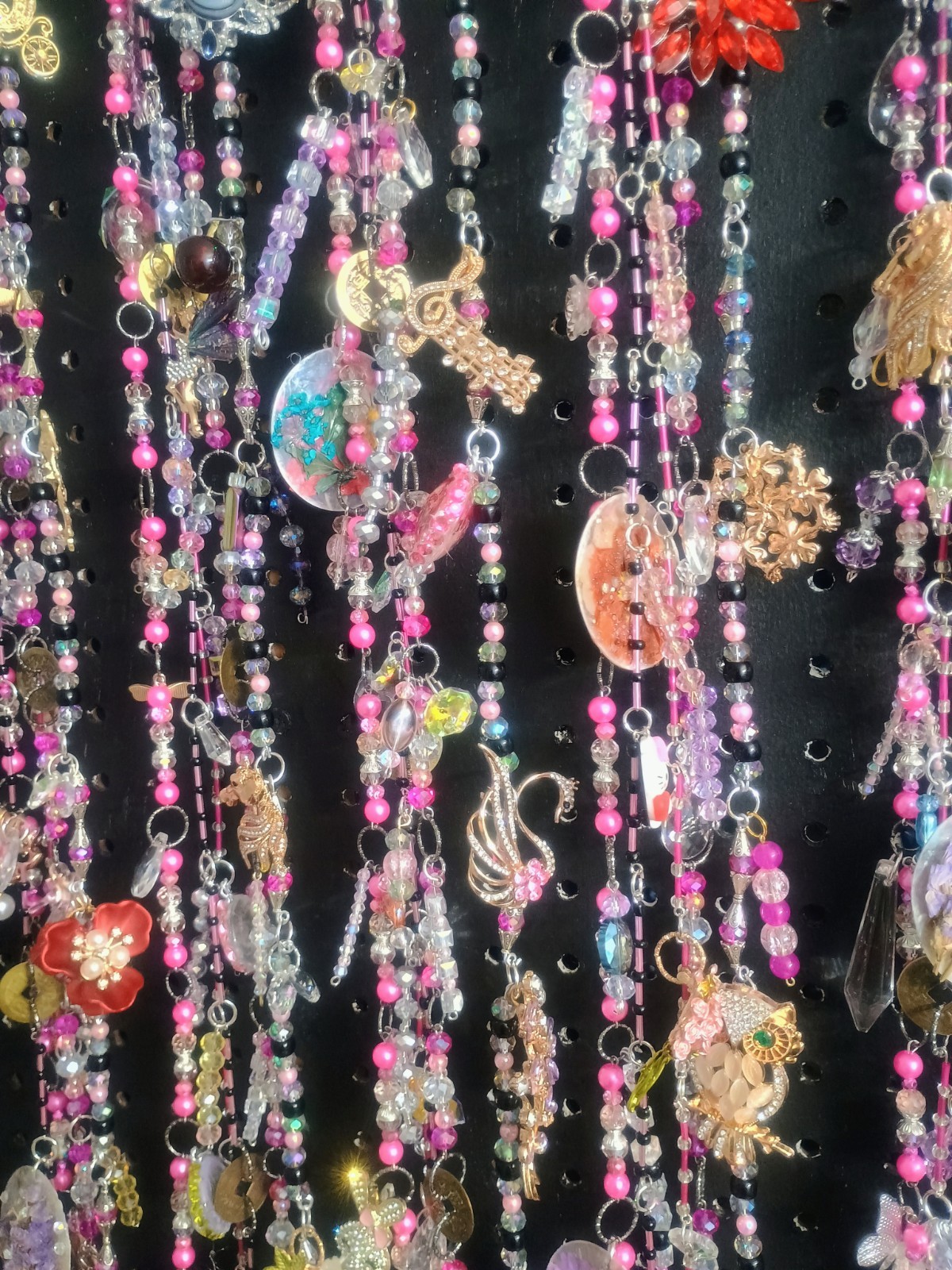 Bicycle Bunny Crystal Curtains With Charms, Set Of 7