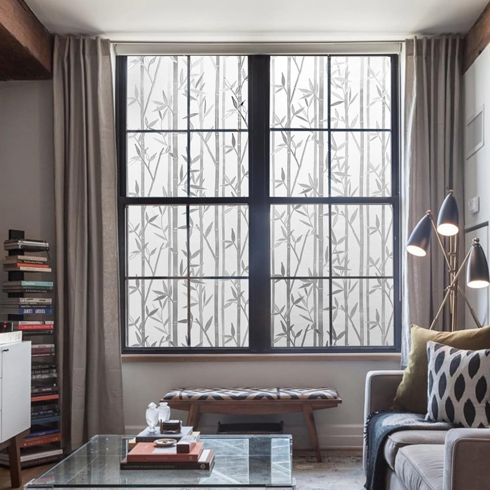 Lemon Cloud Window Privacy Film, Stained Glass 17.5 x 78.7 Inch, White