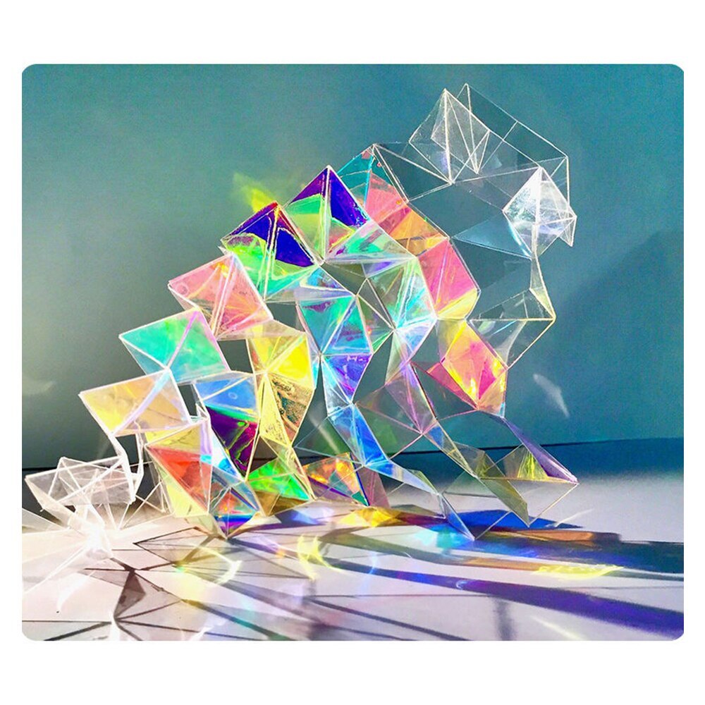 Transparent Iridescent PET Sheet Window Film Rainbow For DIY Shopping Mall Decor