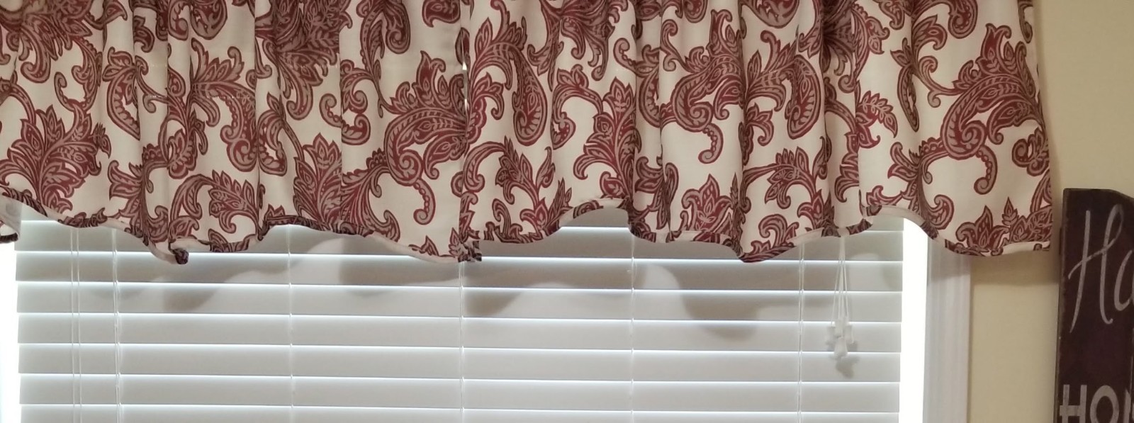 Elegant Burgundy Paisley Window Valances (Set of 2)