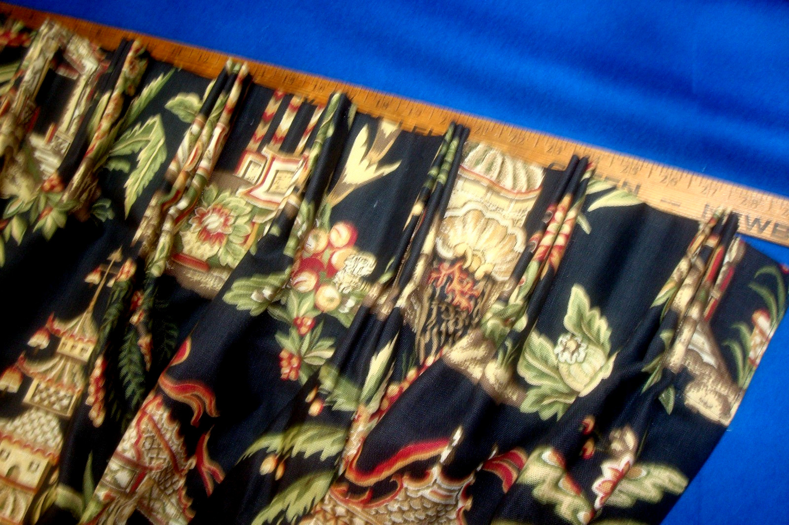 New Custom DRAPES Thibaut Tea House Asian Pagoda 2 pc Lined Pleats 100″ lg Black