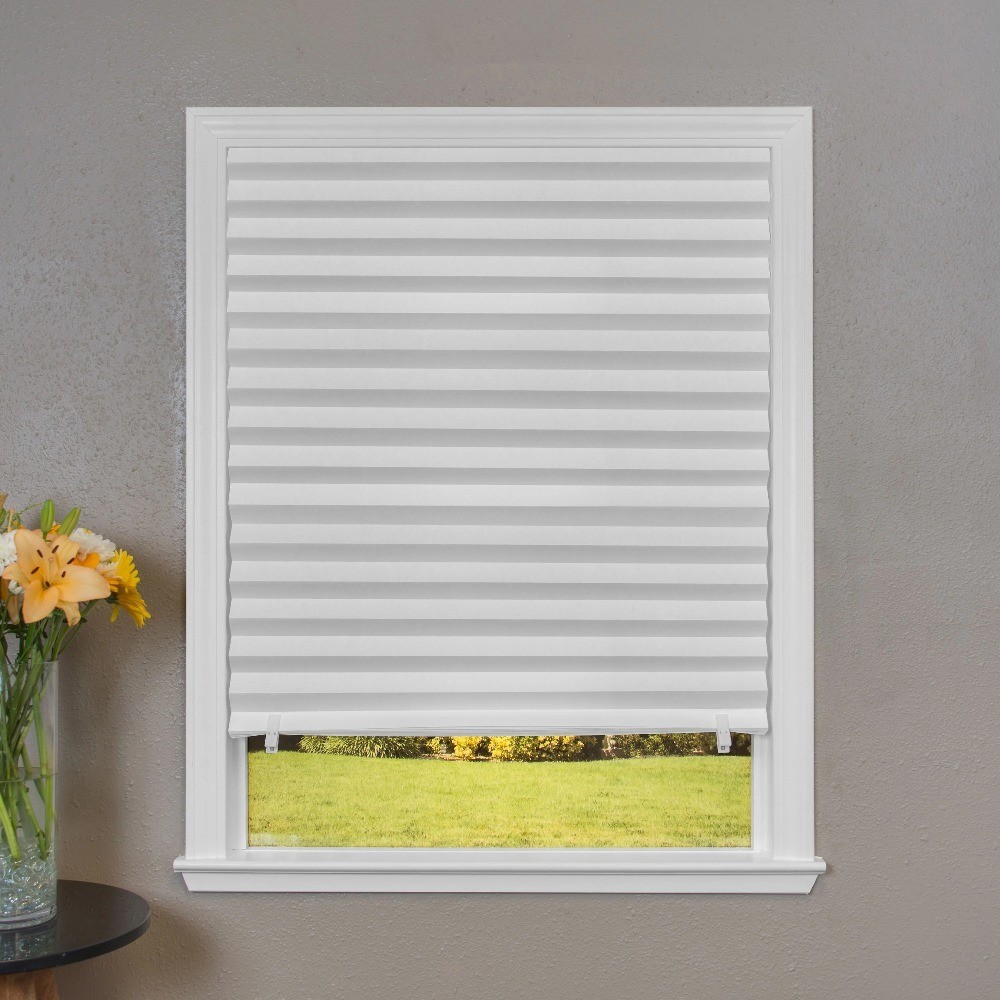 (2 pack) No Tools Original Light Filtering Pleated Paper Shade White, 36 in x