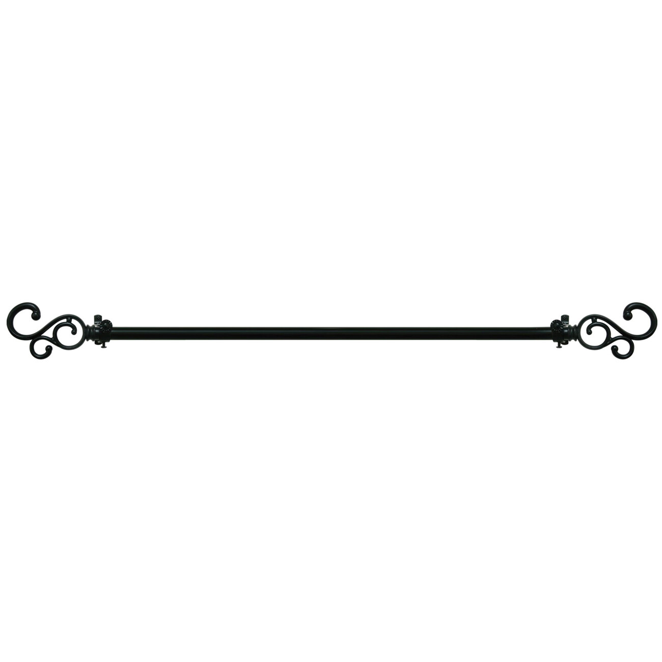 Black Adjustable Window Decorative Curtain Rods with Scroll Finials Set
