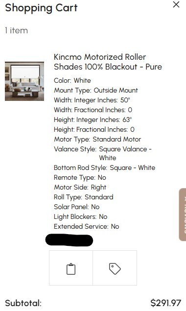 Kincmo Motorized Blinds 50″ x 63″ Pure White