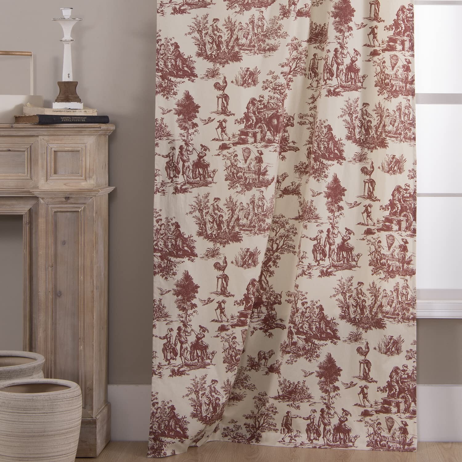 Cream Curtains 63 Inch Length for Bedroom 2 Panels with Farmhouse Red Design …