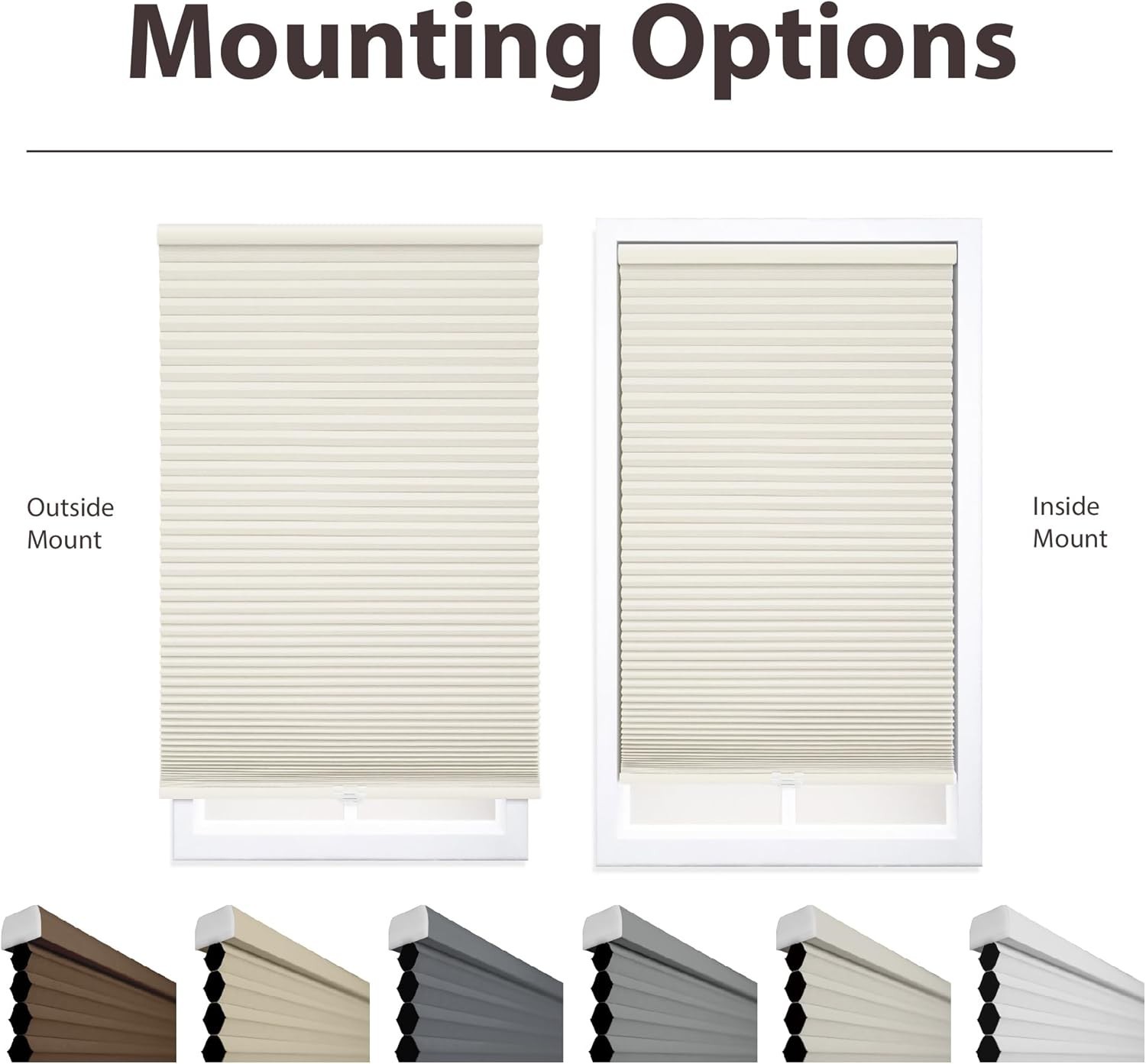Cordless Blackout Cellular Shade 1.5in | Energy Saver | Ivory 64×33.5 in Outside