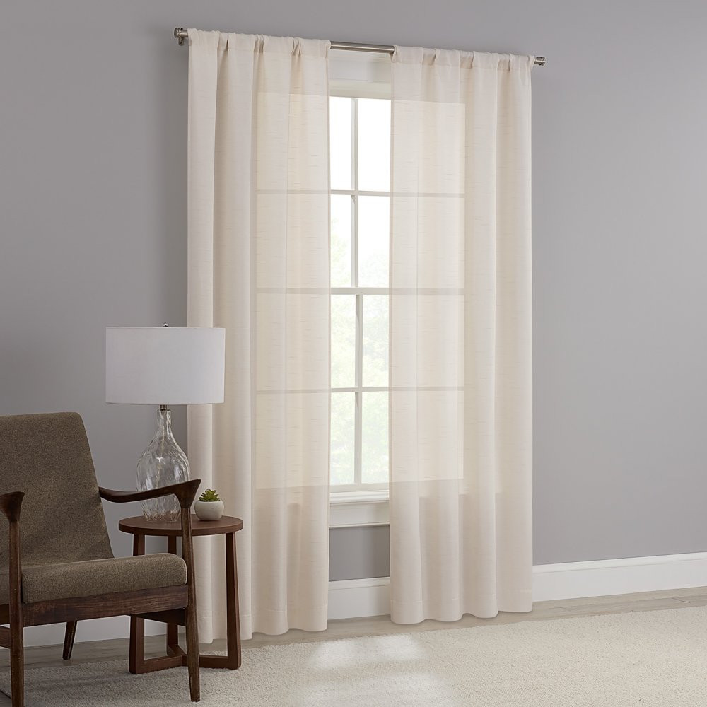 Como Elegant Textured Light Filtering Rod Pocket Curtain Panel Pair, 37X84