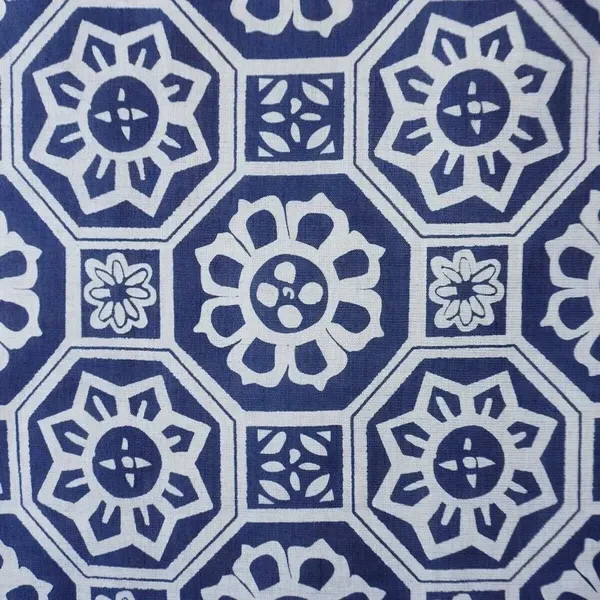 Japanese Traditional Handmade Linen Noren Curtain – Ancient Pattern, Indigo Blue