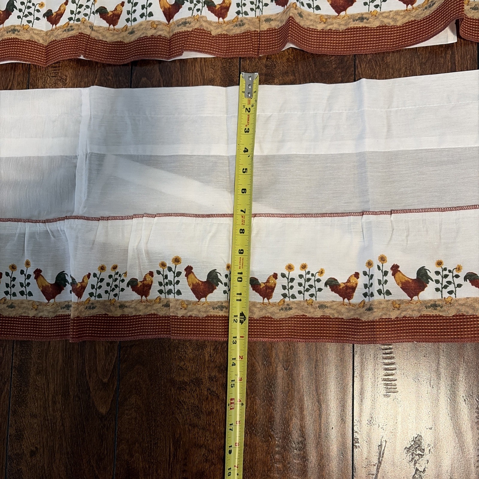 VTG 2pc Kitchen Valance Curtains Set Panels Swag Ruffle Floral Rooster Chicken