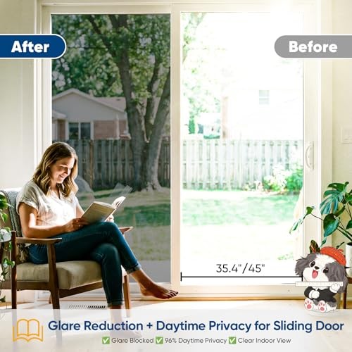 Window Tint for Home, One Way Privacy Film Heat & UV 17.5 x 78.7inch Black