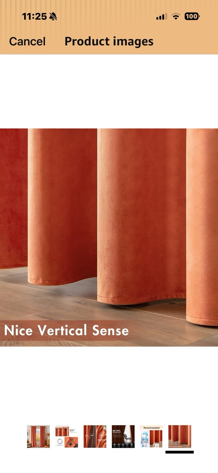 Burnt Orange Velvet Blackout Grommet Curtain 4 Panels 52 x 96”in Thermal Lined