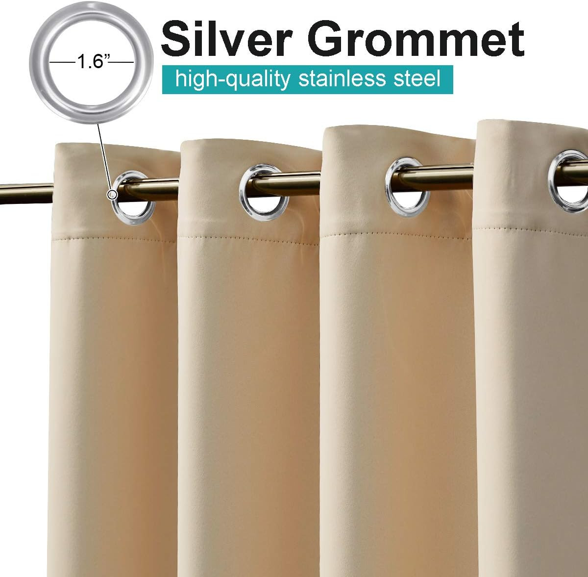 NICETOWN Outdoor Curtains for Patio Waterproof 95″ L, Blackout Gazebo Curtain fo