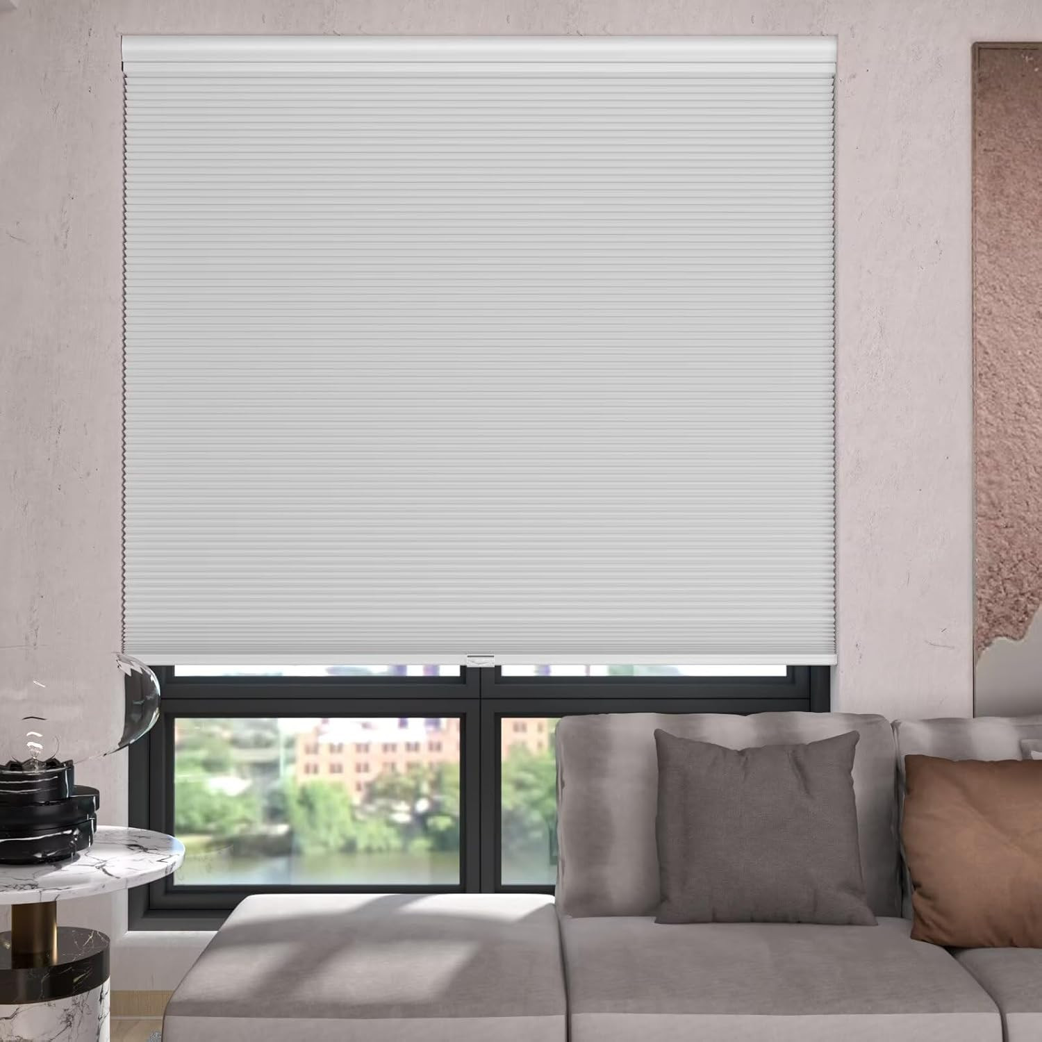 Cordless Blackout Honeycomb Shades, 30.5″ W x 72″ H, White, Thermal Insulated