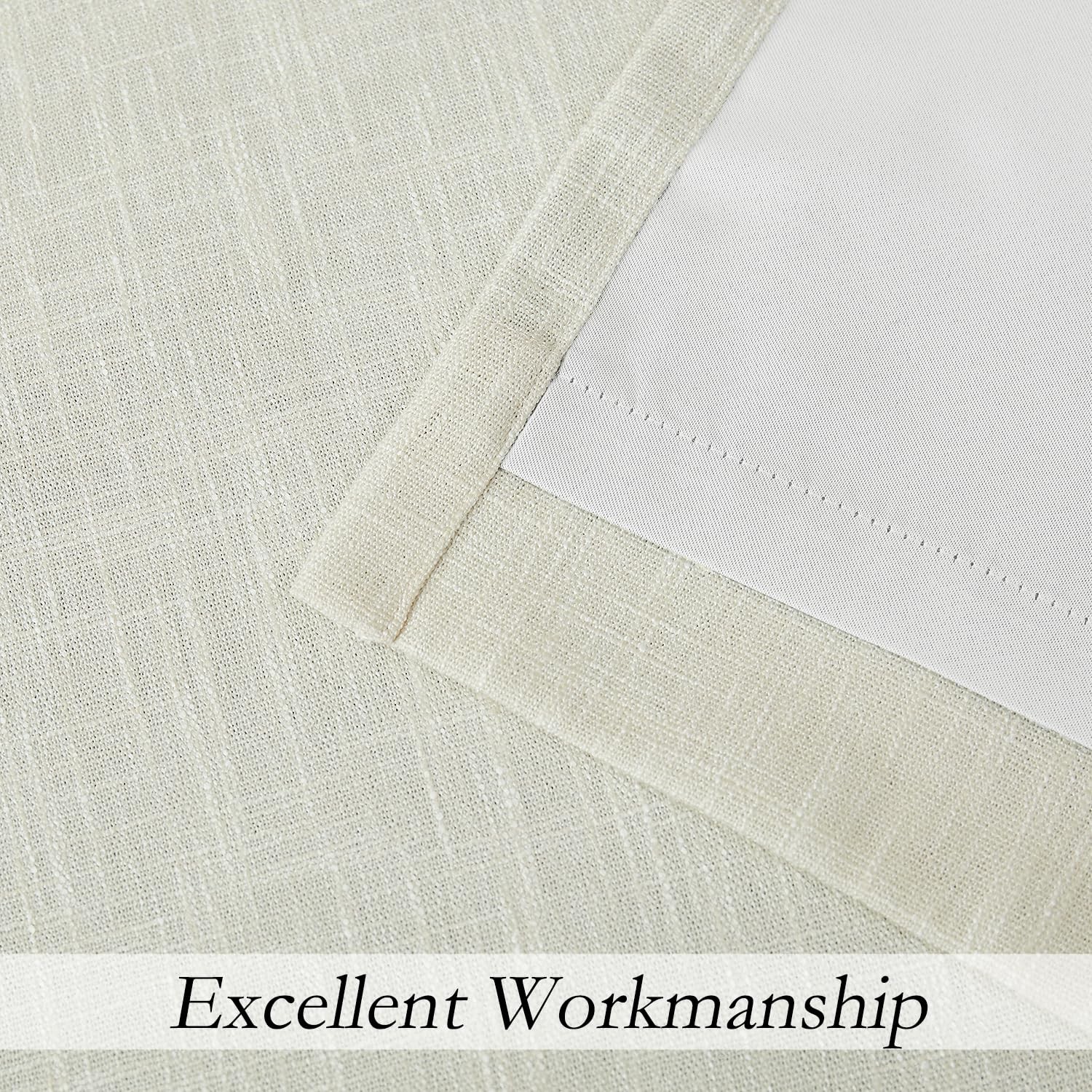 Central Park Beige Solid Full Blackout Curtain Heavy Linen Texture Window