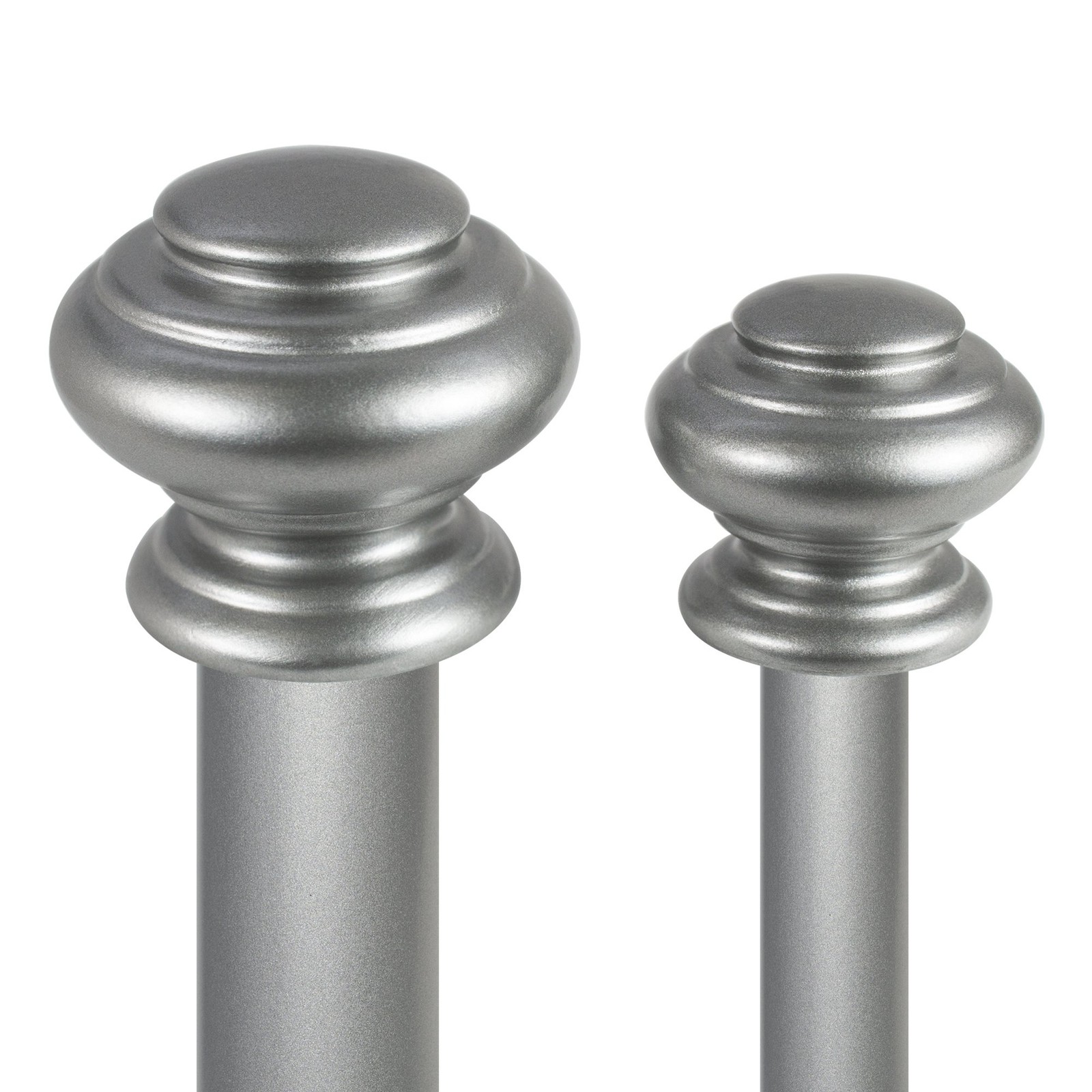 Decopolitan Urn Telescoping Double Drapery Rod 36-72 inches, Antique Silver