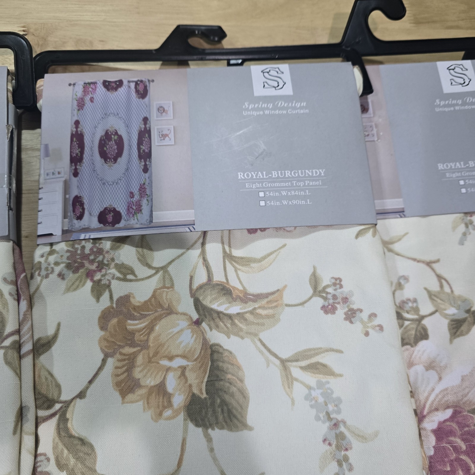 4 Pair of Royal Burgandy Eyelet Ring Strong material Curtain Sets of 2 54′ 84″