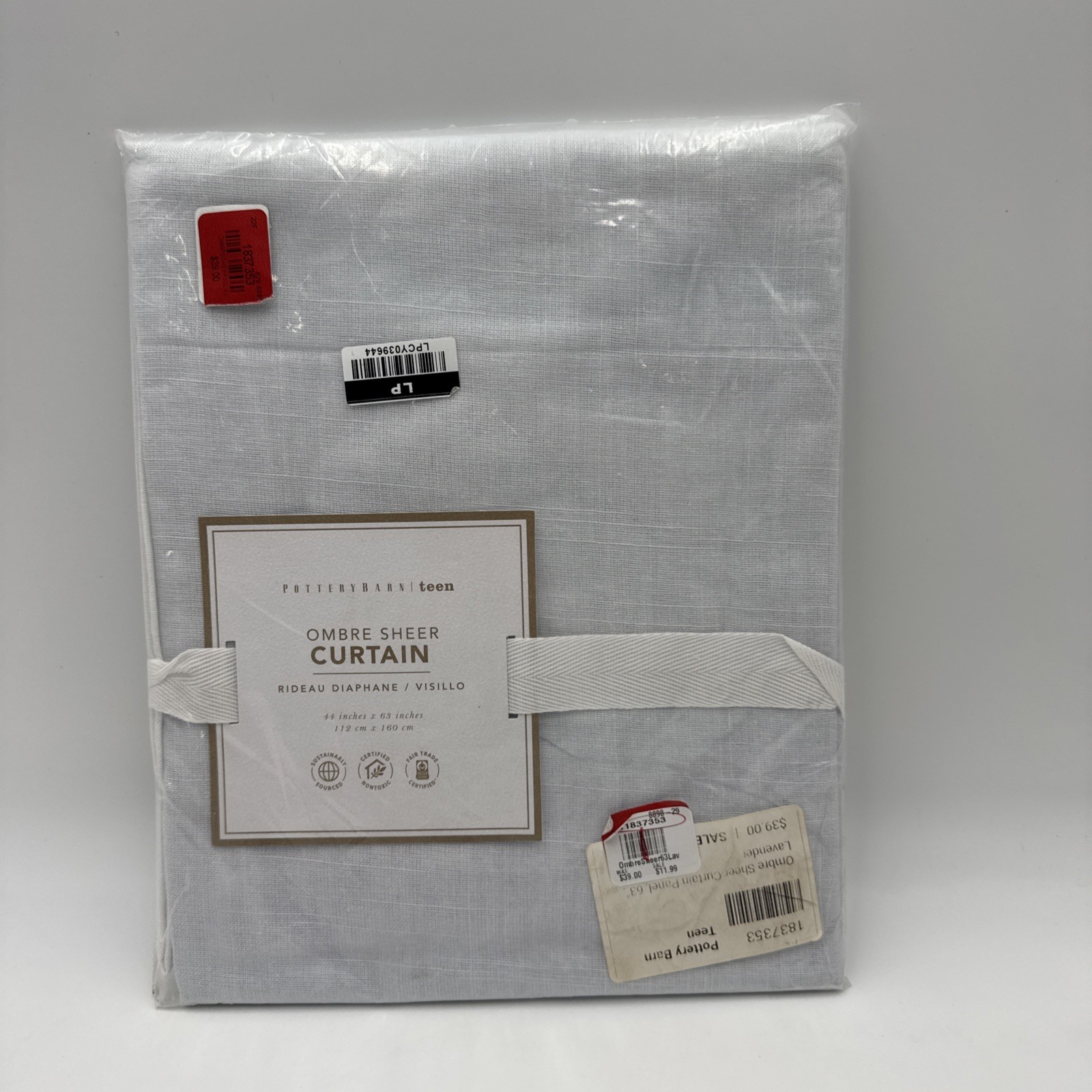 Pottery Barn Teen Ombre Sheer Curtain 44 x 63 Lavender / #R4A4F
