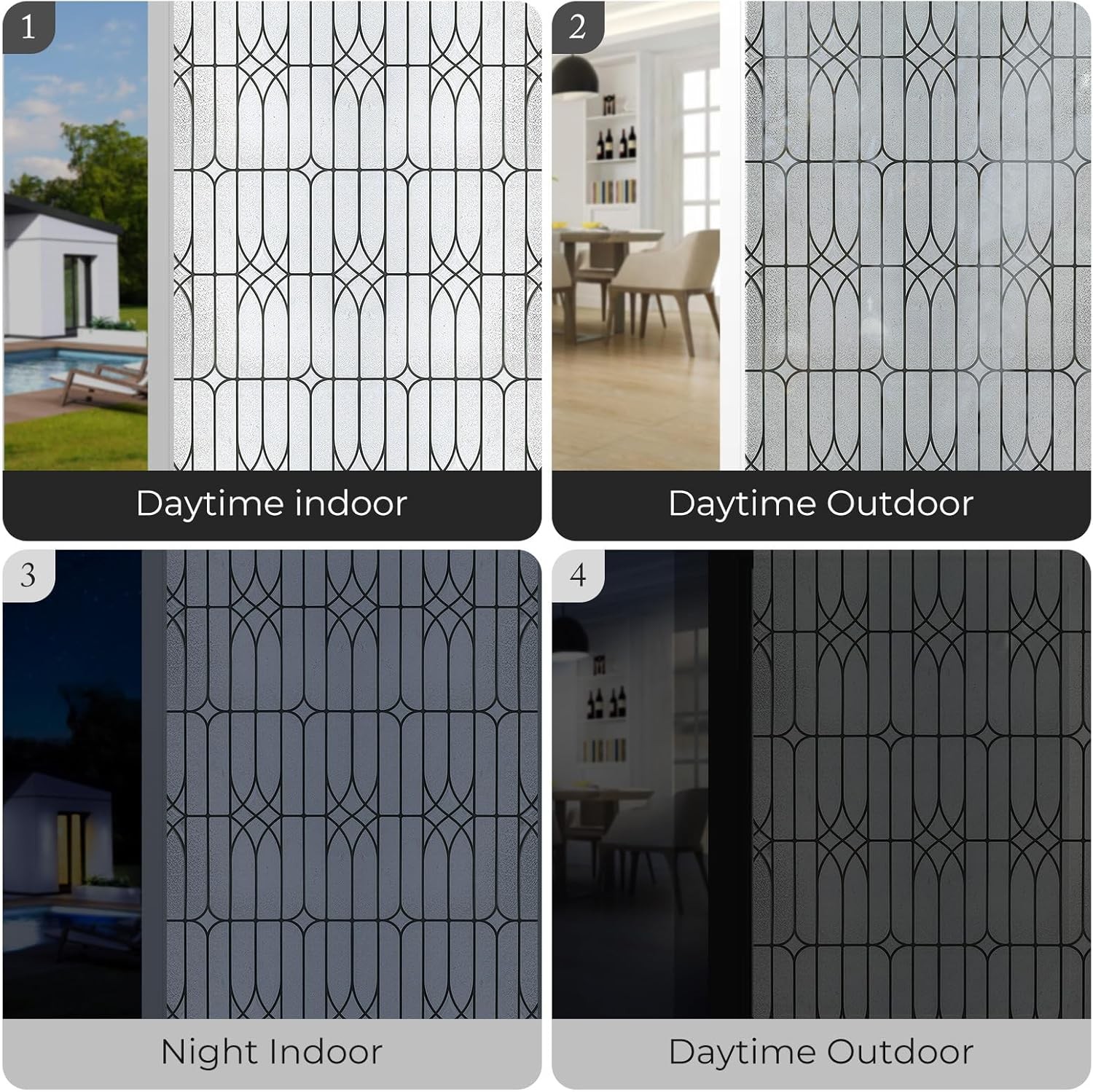 Window Privacy Film Stained Glass Decorative Static Cling Removable Sun Blocking
