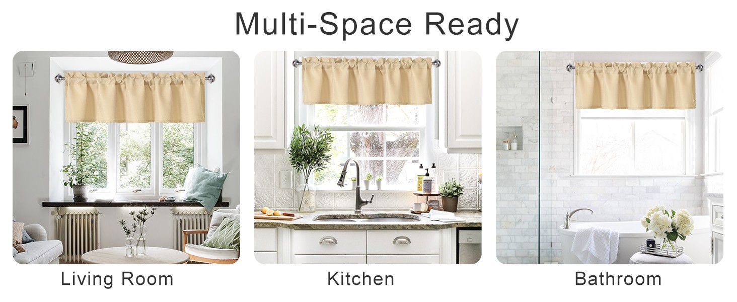 Beige Valances for Kitchen Windows Spillproof Antiwrinkle Jacquard Rectangle